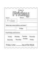 Days Of The Week Worksheet vector