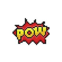 pow text in pixel art style vector