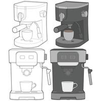 Set of Coffee maker hand drawing vector, Coffee maker drawn in a sketch style,Coffee maker practice template outline, vector Illustration.