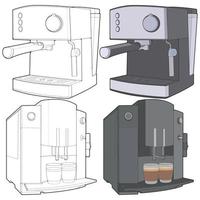 Set of Coffee maker hand drawing vector, Coffee maker drawn in a sketch style,Coffee maker practice template outline, vector Illustration.