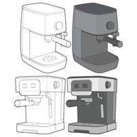 Set of Coffee maker hand drawing vector, Coffee maker drawn in a sketch style,Coffee maker practice template outline, vector Illustration.