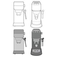 Set of Coffee maker hand drawing vector, Coffee maker drawn in a sketch style,Coffee maker practice template outline, vector Illustration.