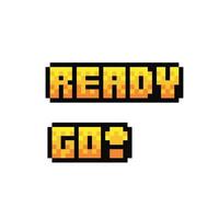 read and go yellow text in pixel art style vector