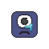 one eye head with cry emotion in pixel art style vector