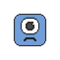 one eye head with sad expression in pixel art style vector