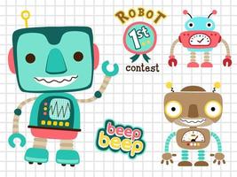 Vector set of funny robots cartoon