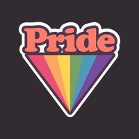 Pride Text with rainbow flag badge. LGBT symbol. Gay, Lesbian, Bisexual, Trans, Queer love symbol of diversity. vector