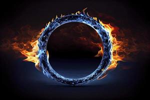 Blue ring of Fire. with a lot of copy space photo