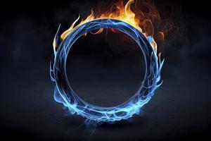 Blue ring of Fire. with a lot of copy space photo