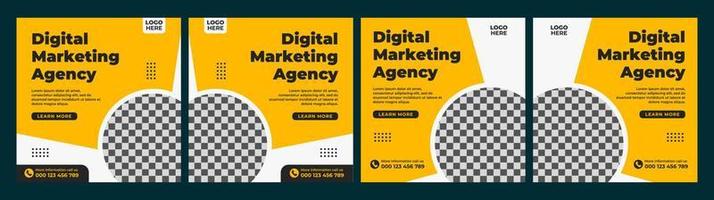 set of digital business marketing banner templates for social media post vector