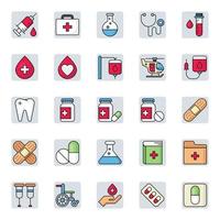 Filled color outline icons for medical. vector