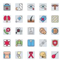 Filled color outline icons for medical. vector