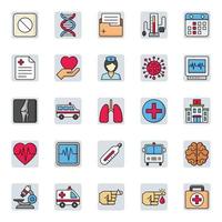 Filled color outline icons for medical. vector