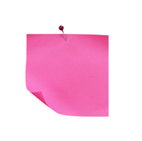 Blank pink note paper with pin isolated png