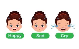 un conjunto de diferente emociones de un niño vector