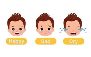 un conjunto de diferente emociones de un niño vector