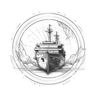 navegación Embarcacion Clásico ilustración en logo insignia. creado con generativo ai. foto