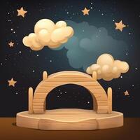 Podium on the background of the night sky with clouds. Product presentations. Created with . photo