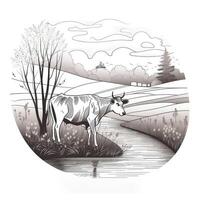 bosquejo de toro, mano dibujado ilustración. creado con generativo ai. foto