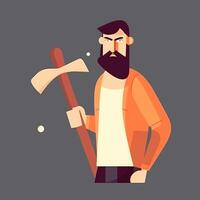Angry man in a suit with an ax. Created with . photo