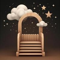 Podium on the background of the night sky with clouds. Product presentations. Created with . photo