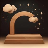 Podium on the background of the night sky with clouds. Product presentations. Created with . photo