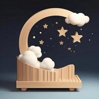 Podium on the background of the night sky with clouds. Product presentations. Created with . photo