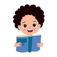 A boy with a book in his hands is reading a book. vector