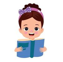 A girl with a book in his hands is reading a book. vector