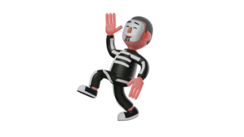 3D Illustration. Cool Dancer 3D Cartoon Character. Great dancer dance with unique poses. Dancer use skeleton costume that make it look very cool. 3D cartoon character png