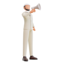 3d rendered businessman with megaphone 3d cartoon Illustration png