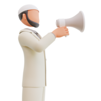 3d rendered businessman with megaphone 3d cartoon Illustration png