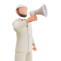 3d rendered businessman with megaphone 3d cartoon Illustration png