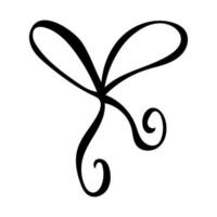 Hand drawn doodle bow. Black tied ribbon. vector