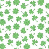 Vector St Patricks day seamless pattern. Pattern with clover leaves on white background. Print for celebrating St Patricks day.