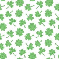 Vector St Patricks day seamless pattern. Pattern with clover leaves on white background. Print for celebrating St Patricks day.