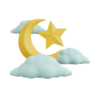 3d rendering moon and star ramadan icon png