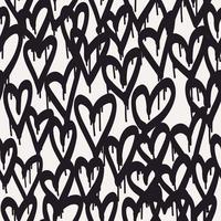 Graffiti hearts. Urban seamless pattern in street art style. Abstract print. Graphic underground unisex design for t-shirts and sweatshirt. Black and white street print. vector