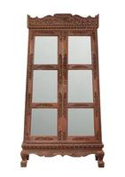 antique wooden cabinet with glass doors isolated on white with clipping path photo