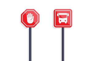 Stop and bus icon sign symbol design vector