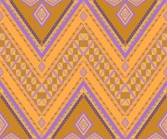 Ethnic folk geometric seamless pattern in brown, purple and yellow tone in vector illustration design for fabric, mat, carpet, scarf, wrapping paper, tile and more