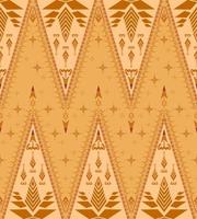 Ethnic folk geometric seamless pattern in brown and yellow tone in vector illustration design for fabric, mat, carpet, scarf, wrapping paper, tile and more