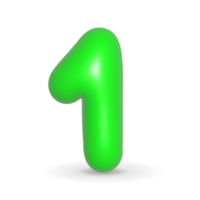 Number One Green Balloon 3d illustration. Realistic design element for events. png