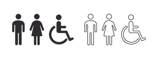 Restroom icons. Toilet icons. Restroom for people with physical disabilities. Vector scalable graphics