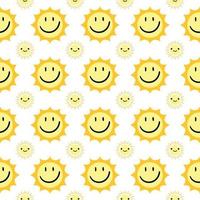 Sun seamless pattern. Colorful sun seamless pattern vector