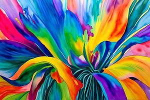 Water color or oil painting fine art illustration of abstract close up colorful nature and blooming floral flowers print digital art. photo