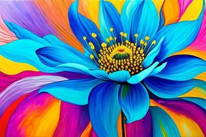 agua color o petróleo pintura multa Arte ilustración de resumen cerca arriba vistoso naturaleza y floreciente floral flores impresión digital Arte. foto
