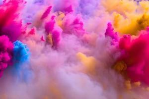 Explosion of colored powder abstract colored background. Multicolor splash of particles festival of colors powder burst exploding and splashing powder. Holy festival. photo