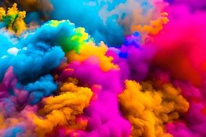 explosión de de colores polvo resumen de colores antecedentes. multicolor chapoteo de partículas festival de colores polvo Estallar explotando y salpicaduras polvo. santo festival. foto