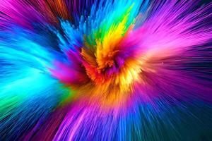 Multicolor splash of particles festival of colors powder burst exploding and splashing powder. Abstract colored background. Holy festival. photo